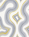 Abstract Yellow Gray Swirls Rug