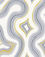 Abstract Yellow Gray Swirls Rug