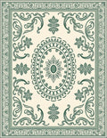 Varnished Teal Ornate Oval Medallion Rug