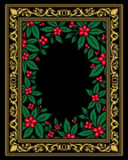 Ornate Gold Holly Berry Frame Rug
