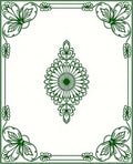 Emerald Green Floral Mandala Frame Rug