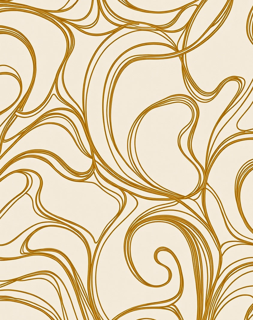 Golden Swirls on Cream Background Rug