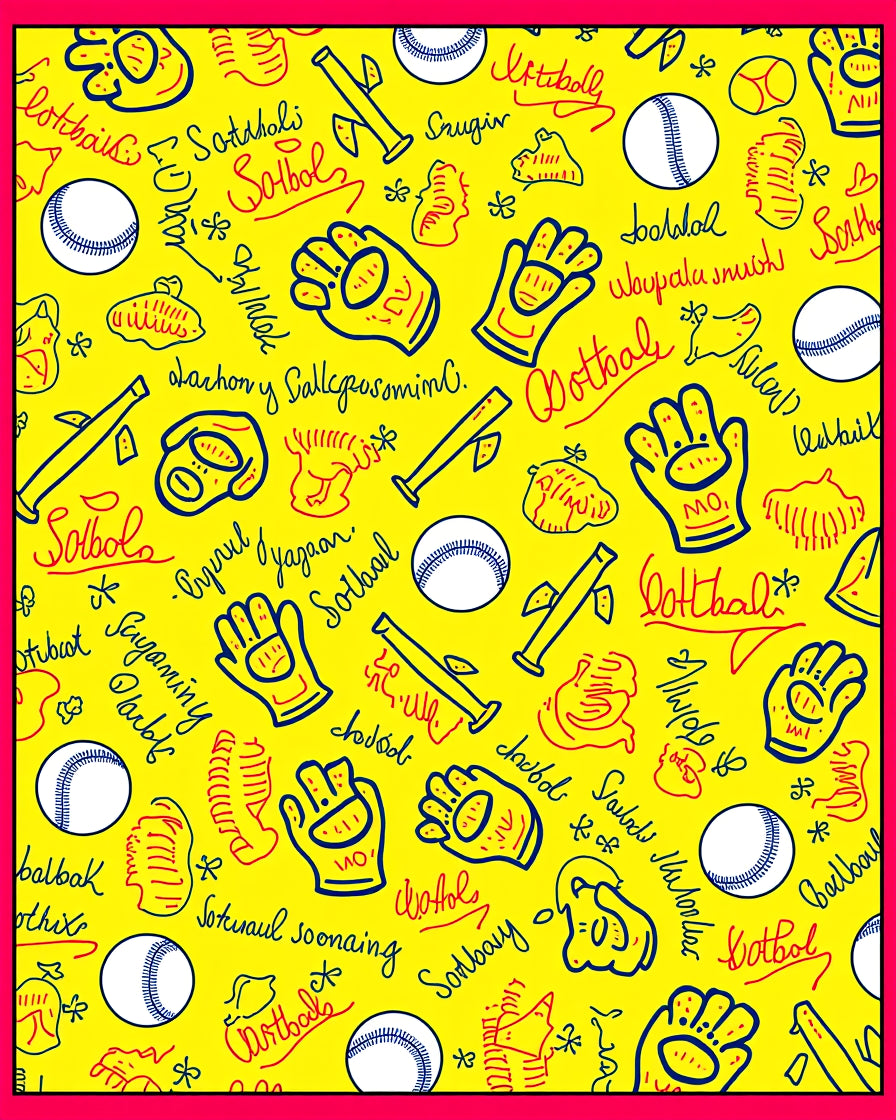 Yellow Sports Equipment Graphic Rug