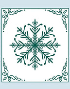 Deep Green Snowflake Corner Medallion Rug