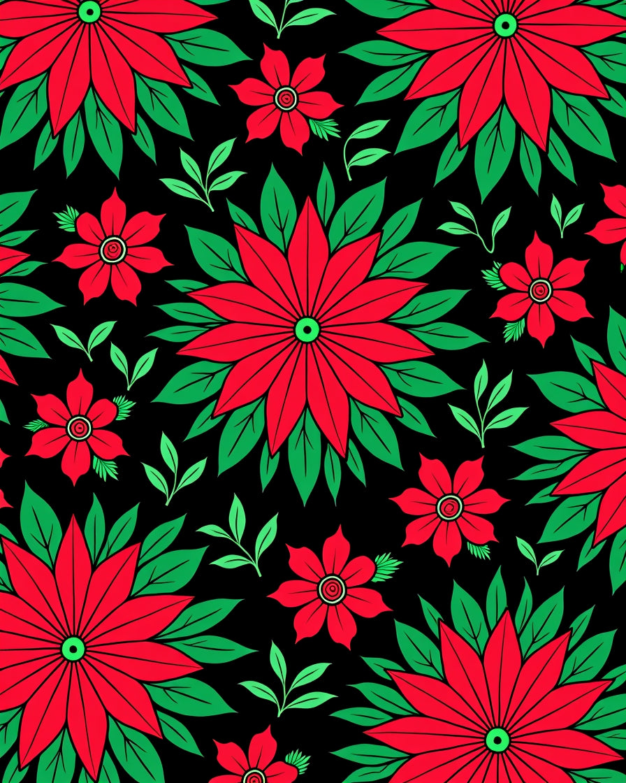 Vibrant Red Floral Foliage Rug