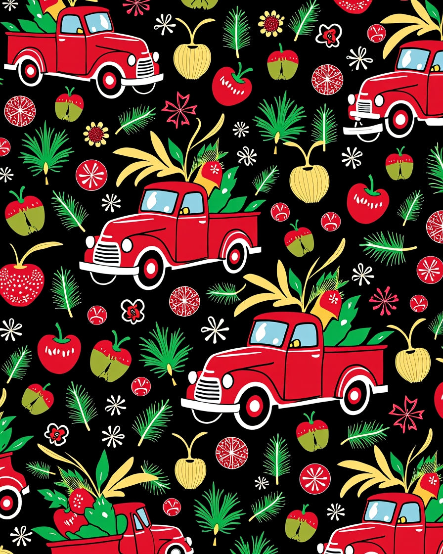 Retro Red Truck Merry Holiday Rug