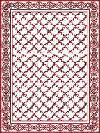 Crimson Lattice Ornate Border Rug