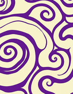 Cream Purple Abstract Swirl Rug