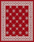 Rich Crimson White Floral Lattice Rug