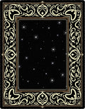Black Sky Starry Night Floral Border Rug