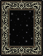 Black Sky Starry Night Floral Border Rug