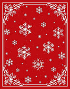Red White Snowflake Winter Wonderland Rug