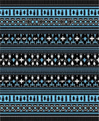Black Blue White Tribal Stripes Rug
