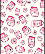 Pink Milk Carton Characters Repeating Graphic Rug