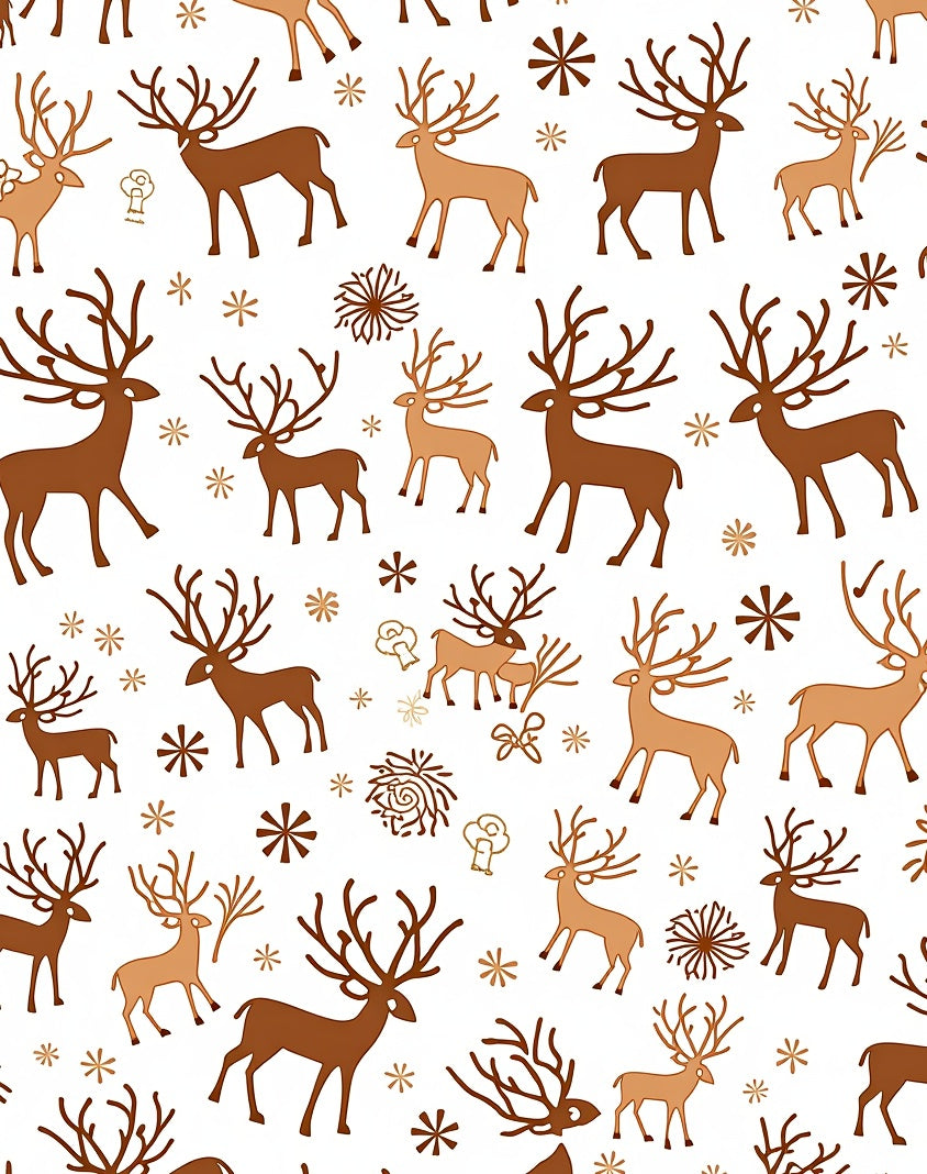Brown and Tan Reindeer Festive Snowflake Collection Rug