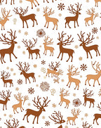 Brown and Tan Reindeer Festive Snowflake Collection Rug