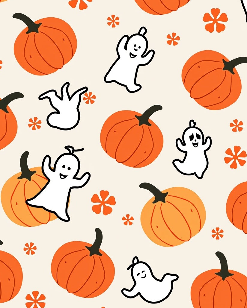 Spooky Orange Pumpkin Ghost Accents Rug