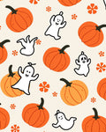 Spooky Orange Pumpkin Ghost Accents Rug