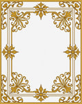Golden Floral Frame Border Rug