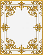 Golden Floral Frame Border Rug
