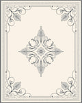 Ornate Black and White Floral Medallion Rug