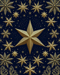 Golden Starflake Celestial Night Rug