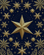 Golden Starflake Celestial Night Rug