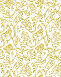 Golden Floral Vines Intricate Swirls Rug