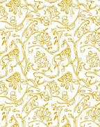 Golden Floral Vines Intricate Swirls Rug