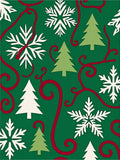 Green Christmas Trees Snowflakes Swirls Rug