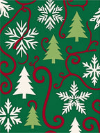 Green Christmas Trees Snowflakes Swirls Rug