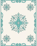 Turquoise Medallion Floral Border Cream Rug
