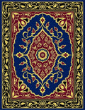 Deep Blue Crimson Gold Medallion Floral Rug