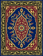 Deep Blue Crimson Gold Medallion Floral Rug