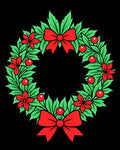 Red Bow Green Leaf Festive Wreath Rug