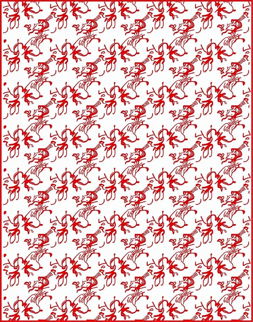 Bold Reds Scripted Animal Harmony Rug