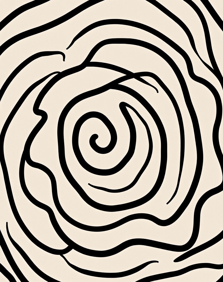 Abstract Black Swirl Cream Background Rug