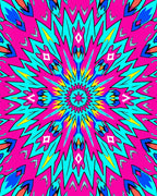 Vibrant Pink Geometric Sunburst Rug