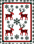 Red Reindeer Snowflake Holiday Border Rug