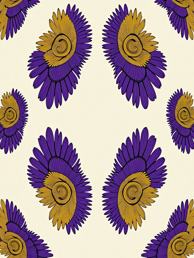 Purple Gold Feather Spiral Rug