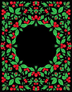 Crimson Berry Garland Border Rug