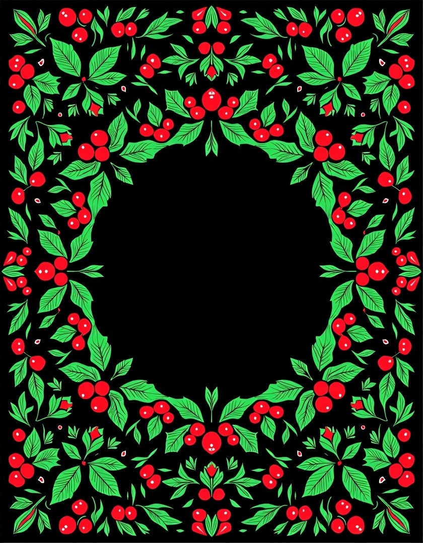 Crimson Berry Garland Border Rug