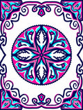 Vibrant Pink Teal Medallion Border Rug