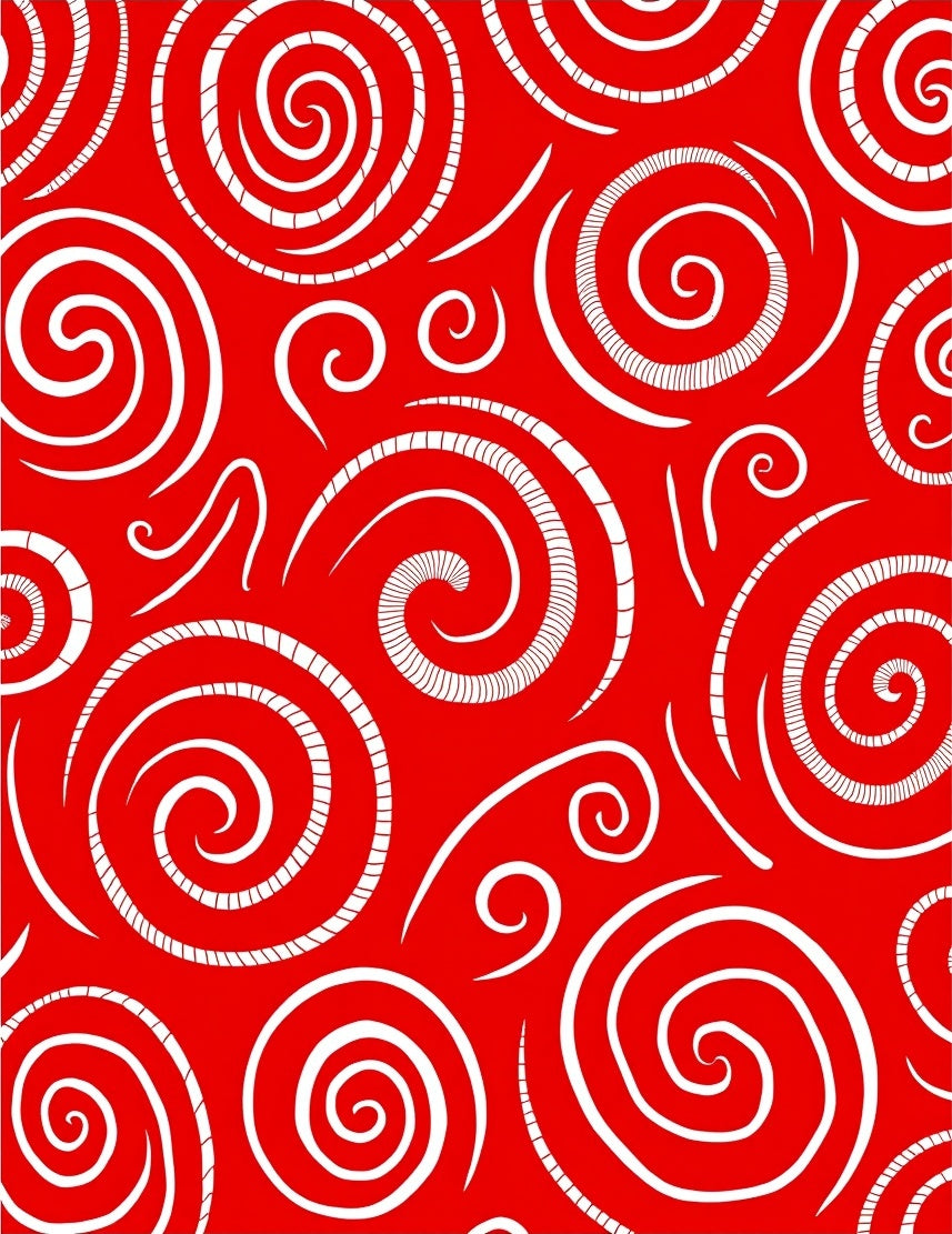 Bold Red Swirling Abstract Rug
