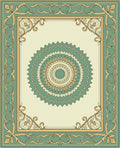 Emerald And Gold Medallion Frame Rug