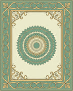 Emerald And Gold Medallion Frame Rug