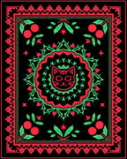 Retro Black Cat Medallion Rug