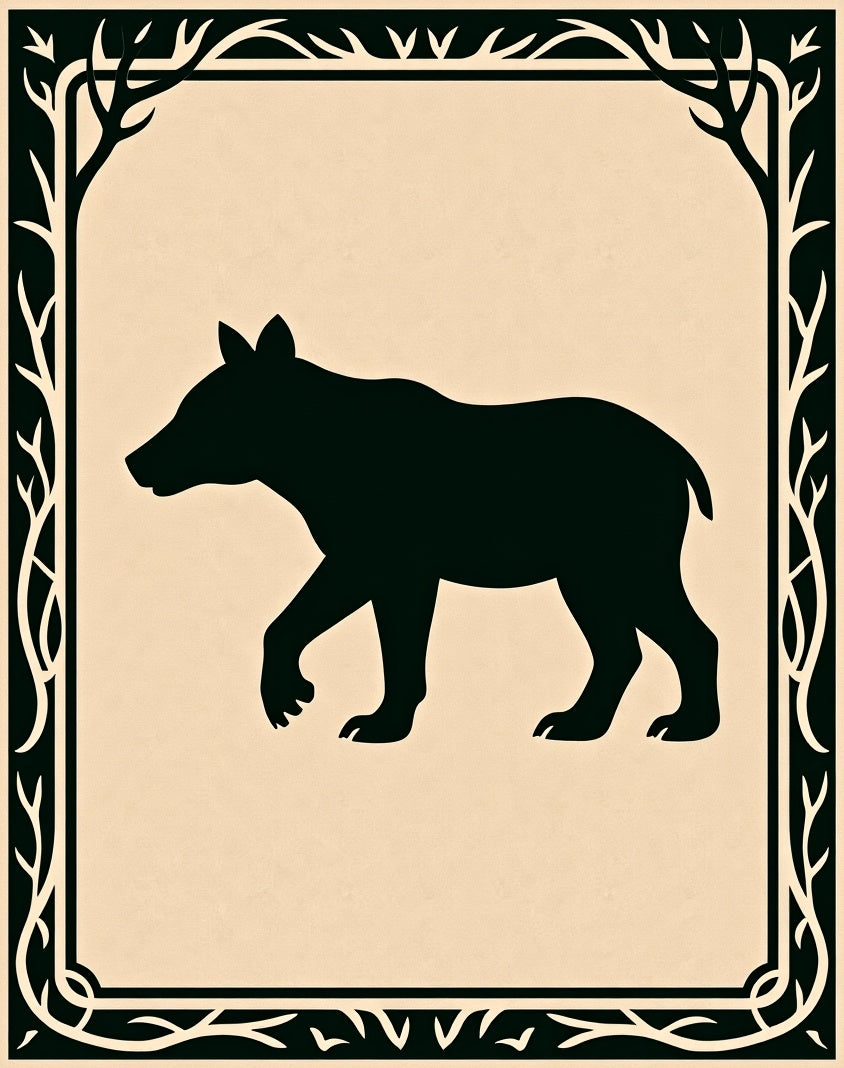 Black Bear Silhouette Woodland Crest Rug