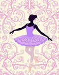 Lavender Ballerina Silhouette Cream Floral Rug