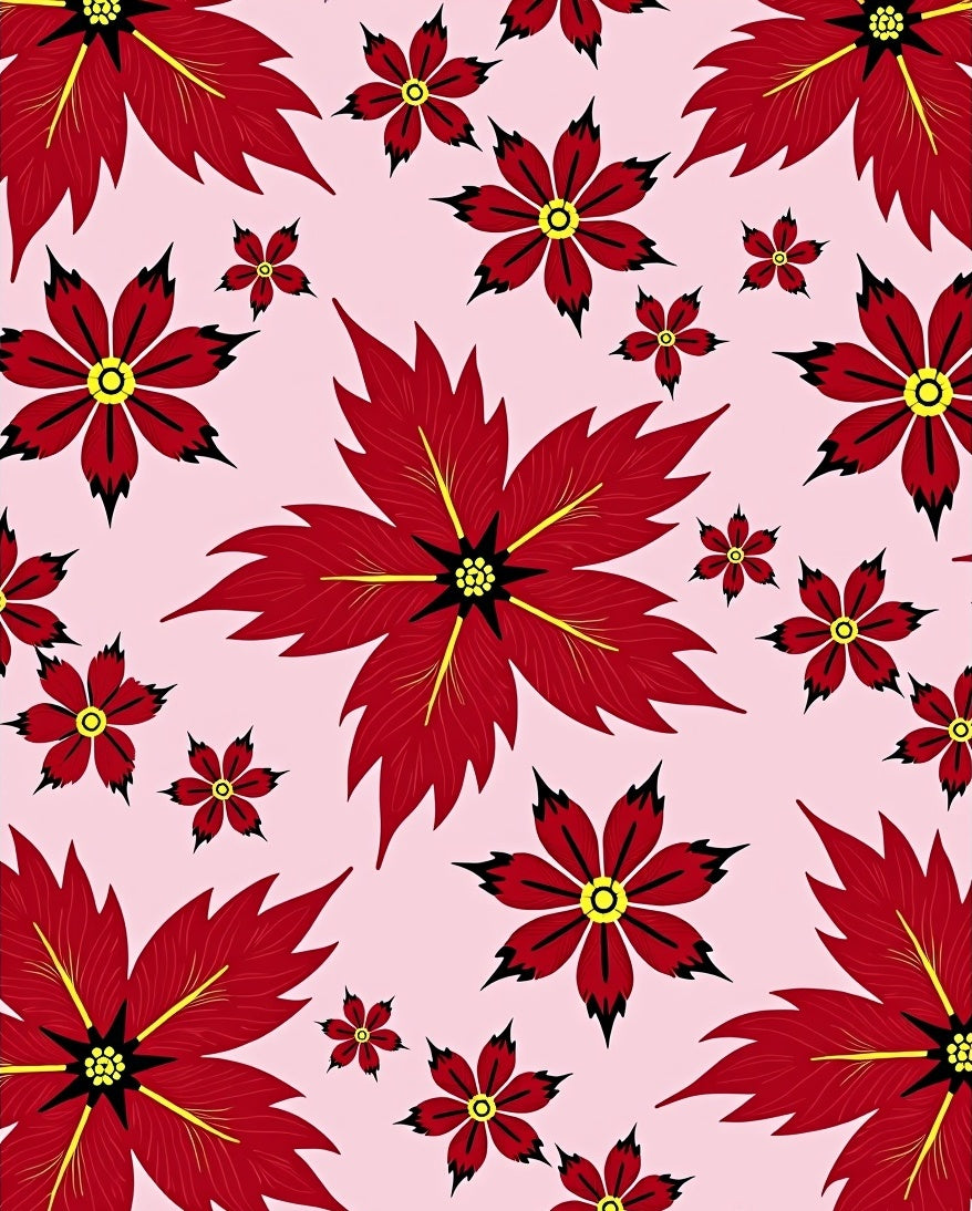 Crimson Floral Medallion Scatter Rug